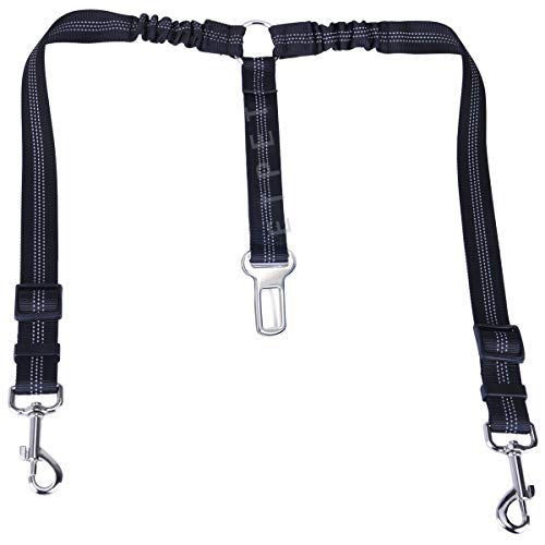 Dual dog leash car seat belt double pet leashes adjustable tether…