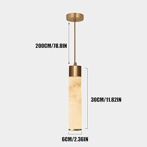 Miniatura 6 de Nordic Retro Marble Pendant Lights, Modern 2 Pack Full Copper Ceiling Hanging Lighting, 3000K Warm Light Chandeliers for Kitchen Island Dining Room