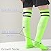 Kids Soccer Socks Boys Football Socks 6 Pairs Girls Striped Knee High Sock Baseball Softball Sports 7-10 Years Kids Children (Bright Set, M)