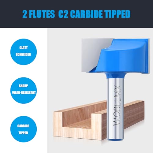 WOBLLMX 8mm Schaft Bodenreinigung Fräser,Ø32mm,Arbeitslänge 15.5mm,Hartmetall Klinge Fräser langlebig und scharf für Holzbearbeitungswerkzeug Bit