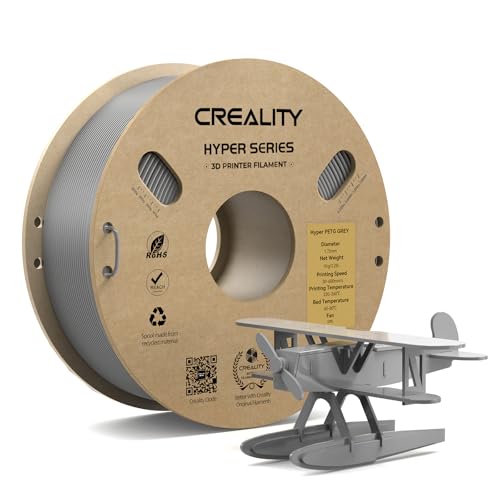 Image of CREALITY Hyper PETG Filament 1.75mm 3D Printer Filament, Up to 600mm /s High Speed Rapid PETG, 1kg (2.2lb) Neatly Wound Cardboard Spool, Dimensional Accuracy ±0.03mm, Fit for Most 3D Printers, Grey
