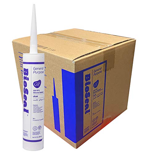 Image of Clear BioSeal 100% Silicone Sealant Caulk General Purpose, Waterproof and No Odor 10.1 Ounce Cartridge, 25 Clear Tubes Set