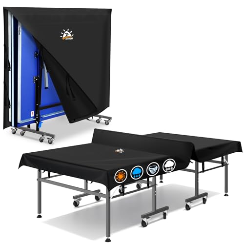 Zettum Ping Pong Table Cover - Table Tennis Cover Waterproof & Heavy Duty 600D Covers for Table Tennis Indoor Outdoor Table Covers Fits Universal 9x5 FT Tables Folding & Flat Tables