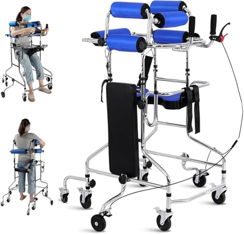 Walkers for Seniors, Foldable Standard Walker with 8'' Wheels and Removable Padded Lightweight Walking Mobility Aid, Folding Platform Walker for Elderly, Disabledlack(Blue)