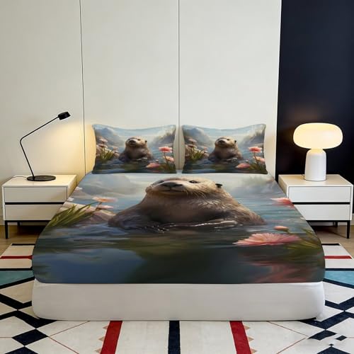 Housse de matelas loutre 3D microfibre de qualité supérieure 200x200 - 4