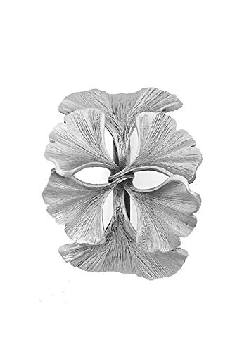 Ginkgo Leaf Napkin Rings Set of 4 Brushed Pewter Made