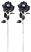 Set of 2 Artificial Gothic Black Roses with Eyes Halloween Decorations