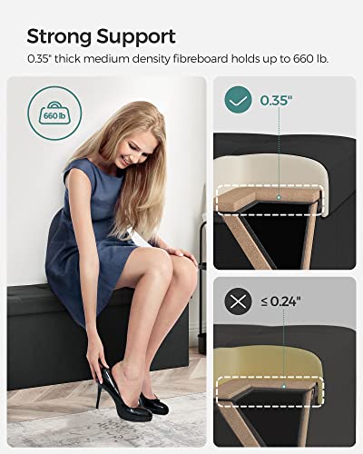 Image of SONGMICS MAZIE Collection - 43 Inches Folding Storage Ottoman Bench, Ottoman Foot Rest, End of Bed Bench, Storage Chest, Load 660 lb, for Living Room, Bedroom, Entryway, Ink Black ULSF077B01