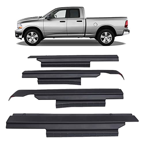 LQI - LQI Rocker Panel Guard Plate Cover Black 4pcs Compatible with Dodge Ram 1500 Crew Cab 2009-2018, Fit Ram 2500 3500 2010-2018 Crew Cab Replacement