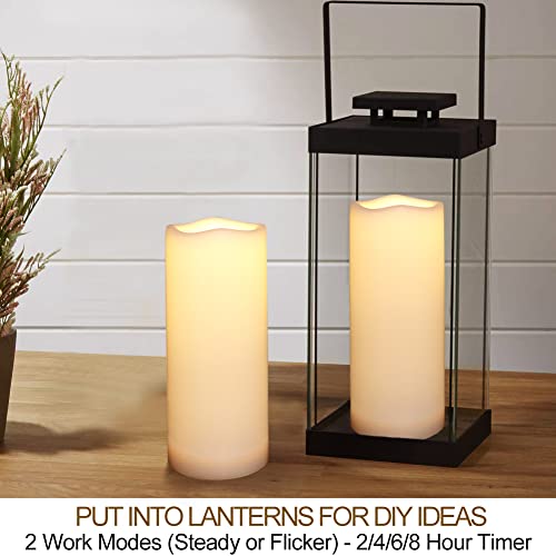 Home Most Pack Of 2 White Led Candles Outdoor 3X8 - Unscented Ip65 Waterproof Battery Powered Flameless Led Pillar Candles With Remote And Timer - Battery Operated Flameless Candles Flickering #TOP4