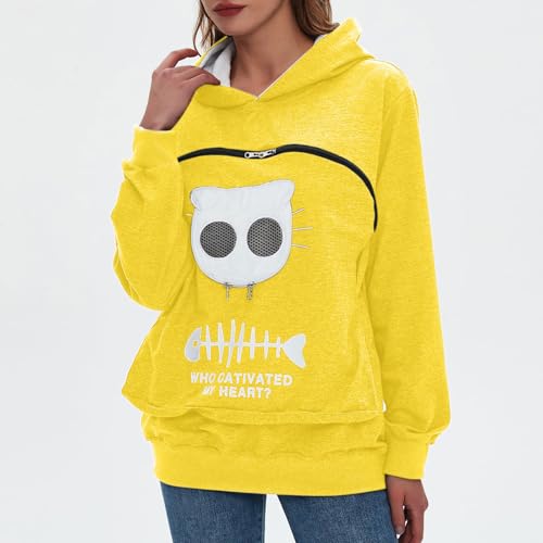 Sudadera para mujer con bolsillo para mascotas y capucha ajustable 4