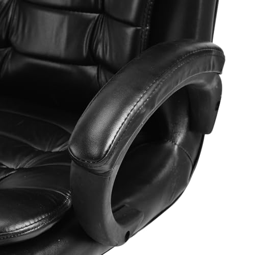 Image of GOYALSON Leatherette Double Cushion Office Guest Chair Sleek, Comfortable Seating for Visitors in Lobby, Reception (4, Black, Double Pipe Chrome Steel Frame)