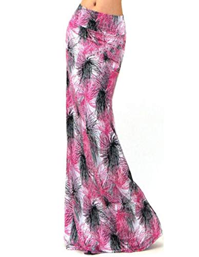 Xixiuly Women's Flower Print Fold Over Skirt High Waist Maxi Skirt Summer Beach Long Skirt