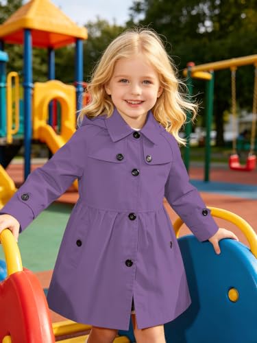 Image of Cromoncent Girl's Rain Jackets Waterproof Hoodie Trench Coat Cute Dress Coat Outerwear, 3-12 Years