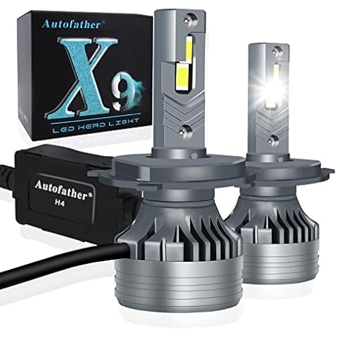 Feidak Auto Light H4 9003 HB3 Headlight Bulbs, High-Low Dual Beam 6000K 12000Lumens LED Headlight Bulbs, 4-Side LED Chips Assemblies Car Replacement Lights of Halogen and Xenon Kit, 2 Packs Cover