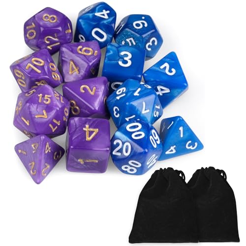 HKDZ Dadi poliedrici fatti a mano, Dungeons and Dragons, 2 × 7 set poliedrici DND per giochi di ruolo MTG