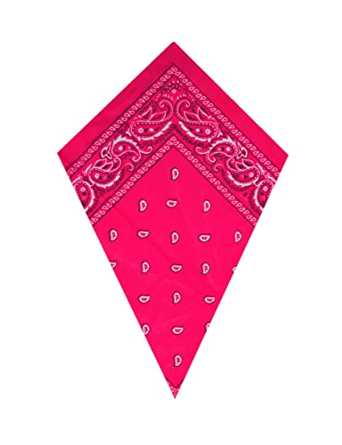 Neon Pink Paisley Bandana Head Scarf Headbands Handkerchief Cowboy Cotton Bib Party Face Covering Headwear For Motorcycling Mens Womens Unisex
