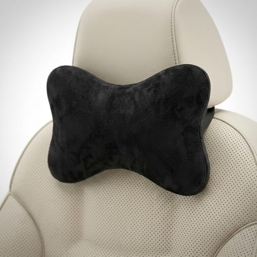 Image of KINGSWAY Car Accessories Bow Shape Neck Rest Seat Cushion, Universal Use Car Neck Pillow, Memory Foam Pillow in Black, Super Soft and Super Travel Comfort Design Headrest Cushions, Pack of 2