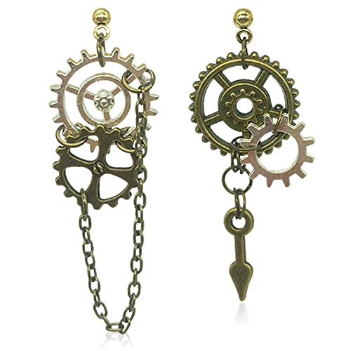 QUPENGXU Steampunk Vintage Clockwork Earrings Handmade Retro Clock Gear Drop Dangle Earrings For Women And Men