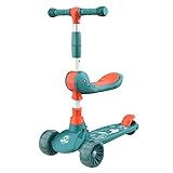 Cette trottinette deux en un est dotée d'un siège réversible et d'un repose-pieds, permettant à votre enfant de rouler assis ou debout.