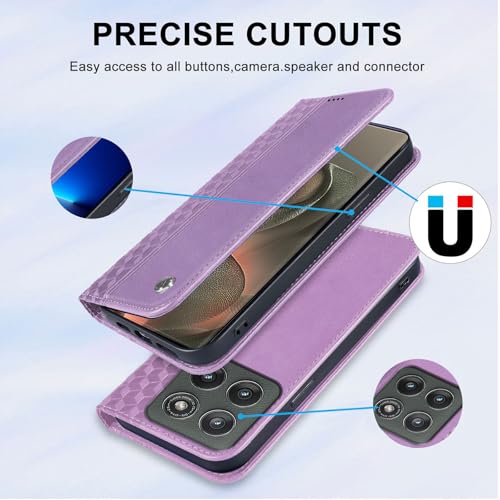 Image of Wallet Case for Motorola Edge 2025 6.7 inch - Moto Edge 2025 Flip Case [Strong Magnetic] PU Leather Folio Case with Card Holder Kickstand Protective Phone Cover - Purple