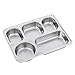 LHK Plateau à Assiettes Divisées, Assiettes Rectangulaires, Boîte à Bento Réutilisable en Acier Inoxydable 5 Sections, pour Adultes Enfants Picky Eaters Campers [Argent]
