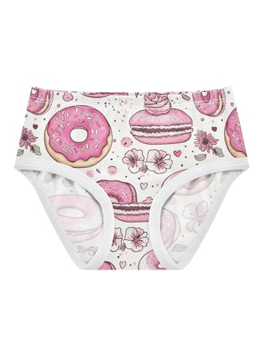 ZZKKO Sweet Pink Donut Macaroon Girls Underwear Toddler Panties for Girls Comfort Brief Size 2-8T