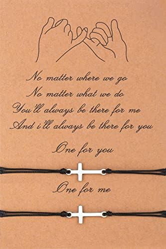 morniface Cross Bracelet for Best Friends Couple Family Women Mens Teen Girls (Cross Bracelet)