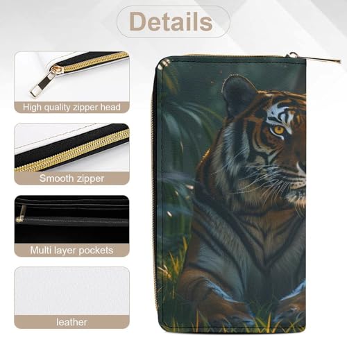 Tiger Wristlet Wallets for Men Women Leather Purse Clutch Cute Card Holder4