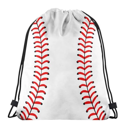 SURERUIM Baseball Print Drawstring Bags Backpack Bag Baseball with Red