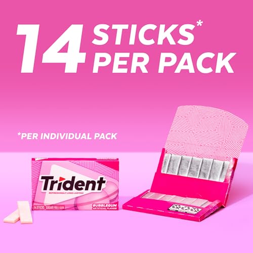 Image of Trident Bubblegum Sugar Free Gum, Travel Accessories, 12 Packs of 14 Pieces (168 Total Pieces)