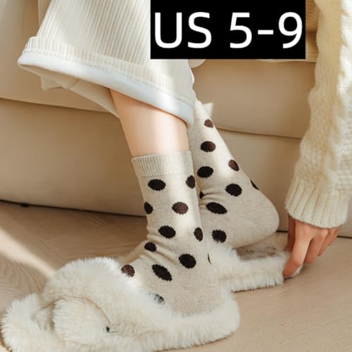 Polka Dots Socks Wool Socks for Winter Women Warm Thick Cozy Crew Sock 6 Pairs High Ankle2