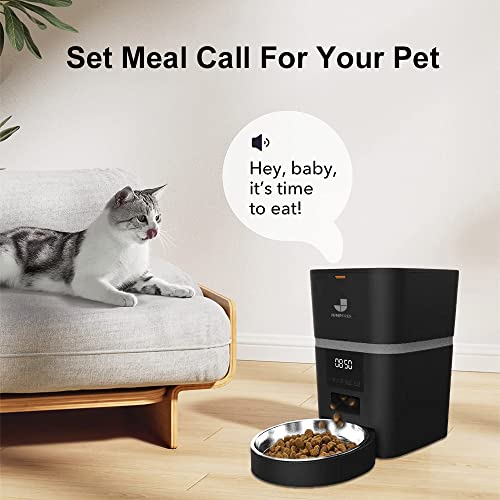 JUMPFREE Alimentador Automático para Gatos, Dispensador Inteligente de Comida Seca com Botão Preto d