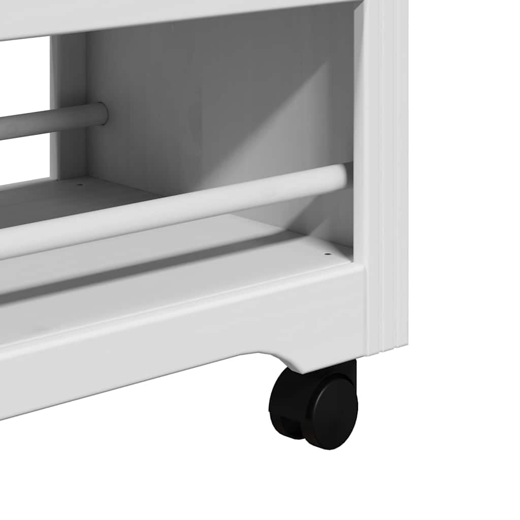 Gecheer Carrito de Cocina BODO Blanco y marrón 67,5x45x80 cm,Carrito verdulero para Cocina,Carrito Auxiliar Multiuso,Carros de Servicio