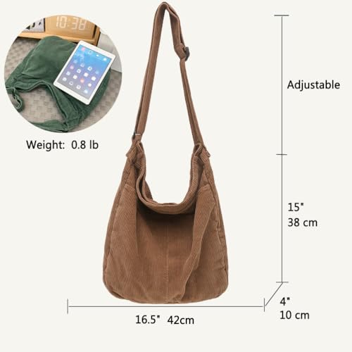 Bolso Tote de Pana para Mujer con Cierre y Correa Ajustable miniatura 3