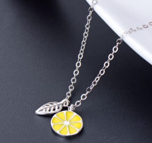 Collier en argent S925 sterling avec pendentif citron délicat en maille ras du cou pour femme