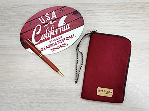 Image of Taianda Women Phone Wristlet Wallet Pouch, Zippered Dual Slots (Wine Red)