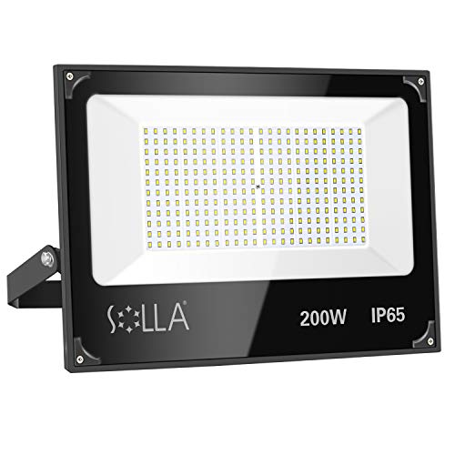 SOLLA 200W Led Flood Light, 16000lm 6000K Daylight White Security Light Exterior Flood Lighting, Outdoor Indoor Lighting Fixture Landscape Floodlight Spotlight for Yard, Garden, Garage, Rooftop, Patio