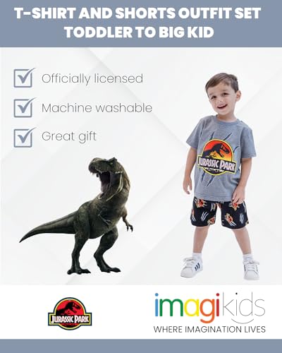 Jurassic World T-Shirt and French Terry Shorts Outfit Set Toddler to Big Kid Sizes (2T - 18-20)2