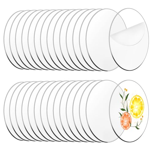 Zzbakress 30 Pieces Clear Acrylic Circles, 6 Inch Round Blanks Discs Sheet for Easter Halloween Christmas Ornament DIY Craft, Transparent