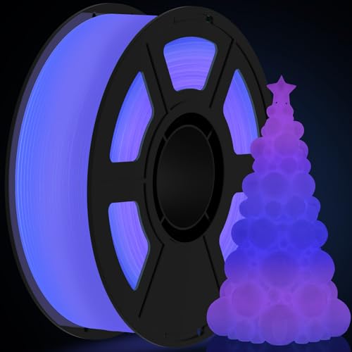 Amoybaby Rainbow PLA Glow in The Dark Filament 1kg(2.2lbs), (Purple,Rose Red,Blue) Fast Color Change Luminous, Multicolor UV Light 3D Printer Filament 1.75mm for FDM 3D Printers & Pens