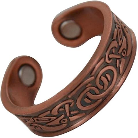 Magnetic Pure Copper Ring Mens Womens 2 Magnets HIGH Strength BIO Celtic Viking Pattern Adjustable Unisex Ladies + Velvet Gift Pouch! Stargems® Cover