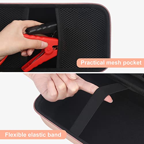 Elonbo Carrying Case For Halo Bolt Air 58830 Mwh/Halo Bolt Air+ Portable Emergency Power Kit, Car Charger Power Bank Holder, Extra Mesh Pocket Fits Car Battery Jump Starter, Jumper Cables, Rose Gold #TOP4