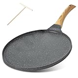 VEGOATY Crepe Pfanne 26cm, Pfannkuchenpfanne Mit Bakelitegriff, 26 Cm Granit-Antihaftbeschichtung Pancake Pfanne, Pfoa Frei, Geeignet Für Induktion, Elektro, Keramik Und Gasherden (Grau)