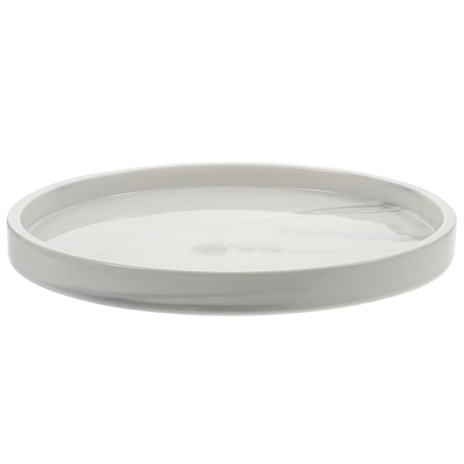 Vassoio 25 Cm Effetto Ceramica Marmo Portagioie Grigio | Piattino per Orecchini e Anelli, per Esposizione e Conservazione, Facile da Pulire