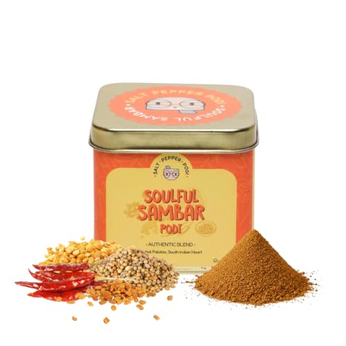 Salt Pepper Podi | Soulful Sambar Podi | Exquisite Blend of Aromatic Spices | Mouthwatering Taste | Authentic South Indian Cuisine | Home Made | Natural & Aromatic - (3.52Oz / 100Gm)