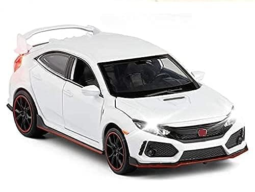 Image of 1:32 Scale Civic Type R Toy Car | Metal Pullback Diecast Car for Kids with Openable Doors, Sound, Light Effects Toy for Car Enthusiasts (Color As Per Available),black