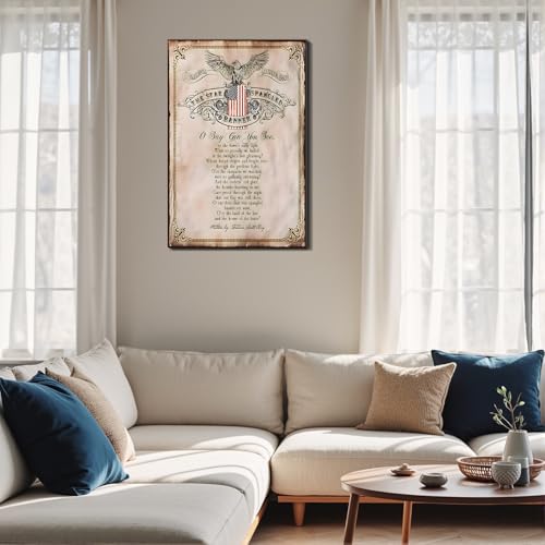 Image of Framed We The People Patriotic Wall Art, USA Flag Canvas Art Pictures, American Wall Decor, Made in USA Ready to Hang for Office Living Room Entryway