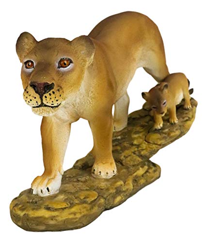 Ebros Gift Safari African Lioness With Cub Statue 11.25" Long Pride Rock Female Lion Family Wildlife Scene Giant Cat Lions Of The Sub Saharan Sculpture #TOP2