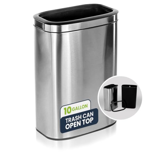 Caneca de basura de acero inoxidable Alpine 40L abierta